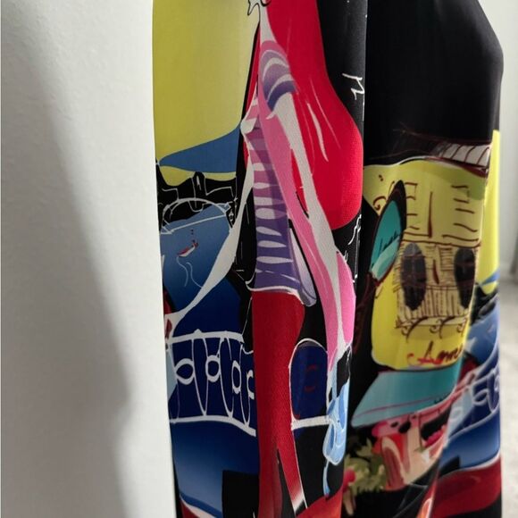 Stylish Black and Multicolor Dress Tessy made in Turkish eu size 48 NEW - Picture 2 of 6